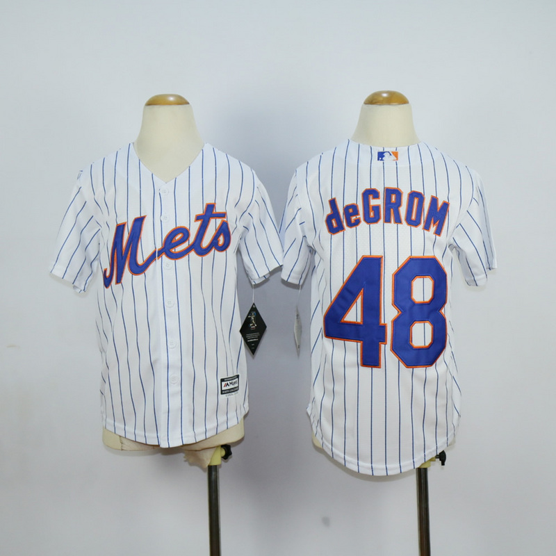 Youth New York Mets 48 Degrom White MLB Jerseys